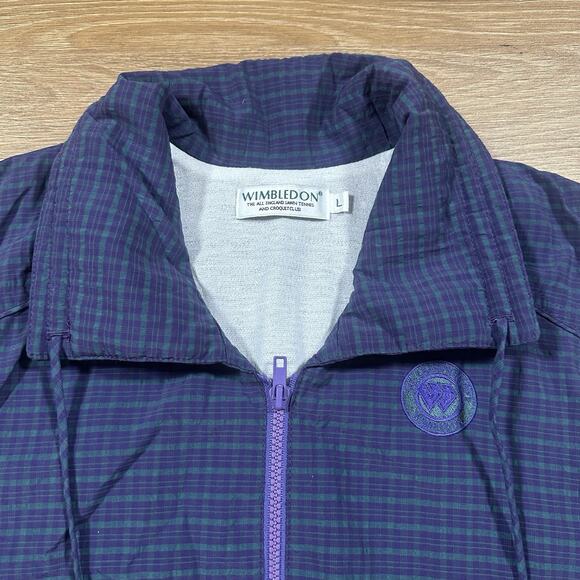 Vintage Wimbledon Tennis Vest Jacket L Plaid Zip Up Sleeveless All England Club - Picture 2 of 5